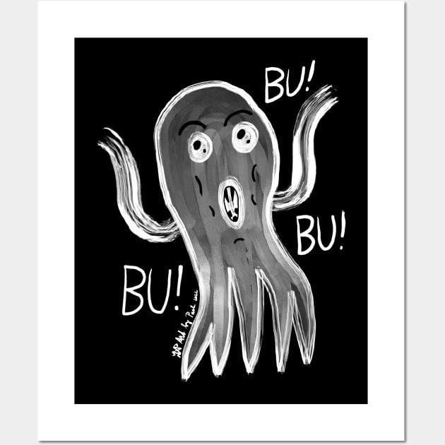 Inverted cute scary ghost Cuten Bububu Wall Art by Pragonette